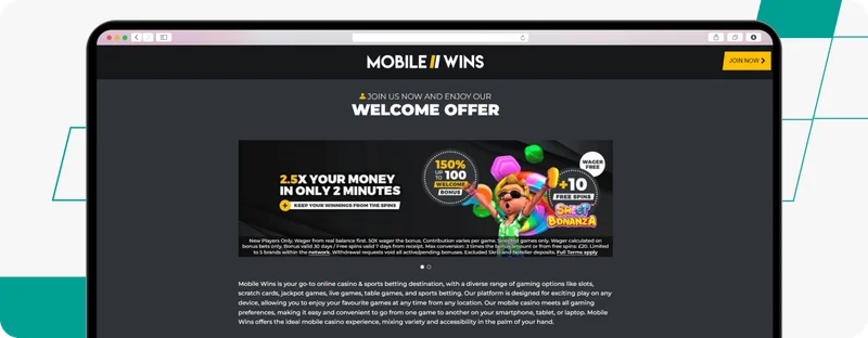 Mobilewins Casino security interface