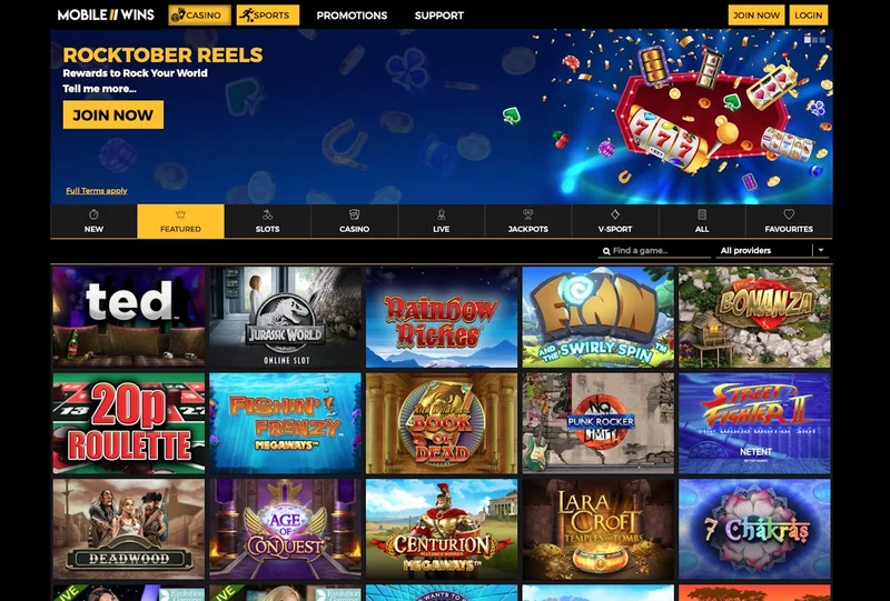 Mobilewins Casino games library